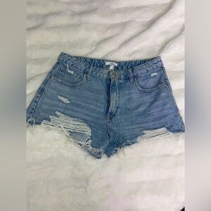 Forever 21 Denim Blue Jean Distressed Shorts